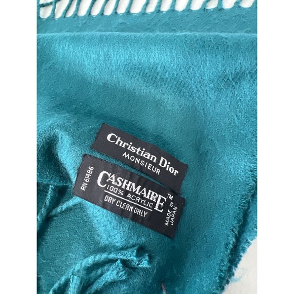 Christian Dior Monsieur Fringe Trim Scarf Acrylic Wrap Fall Winter Cozy Knit - Picture 3 of 7